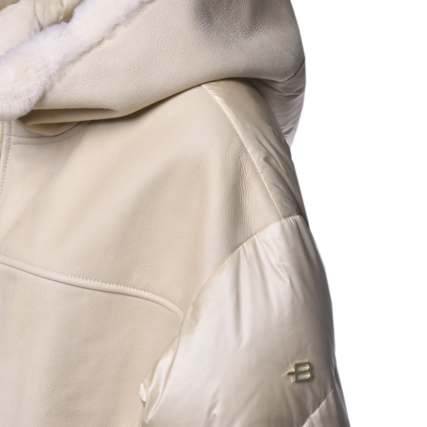 Veste en shearling et tissu miel