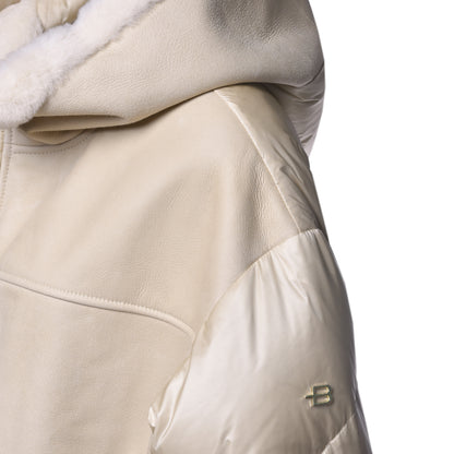 Veste en shearling et tissu miel