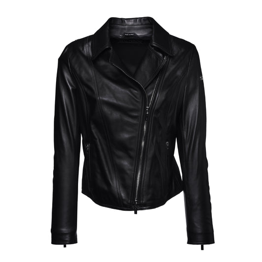 Veste en cuir nappa noir