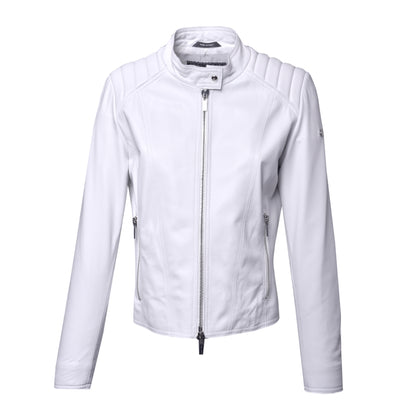 Blouson biker en cuir nappa blanc