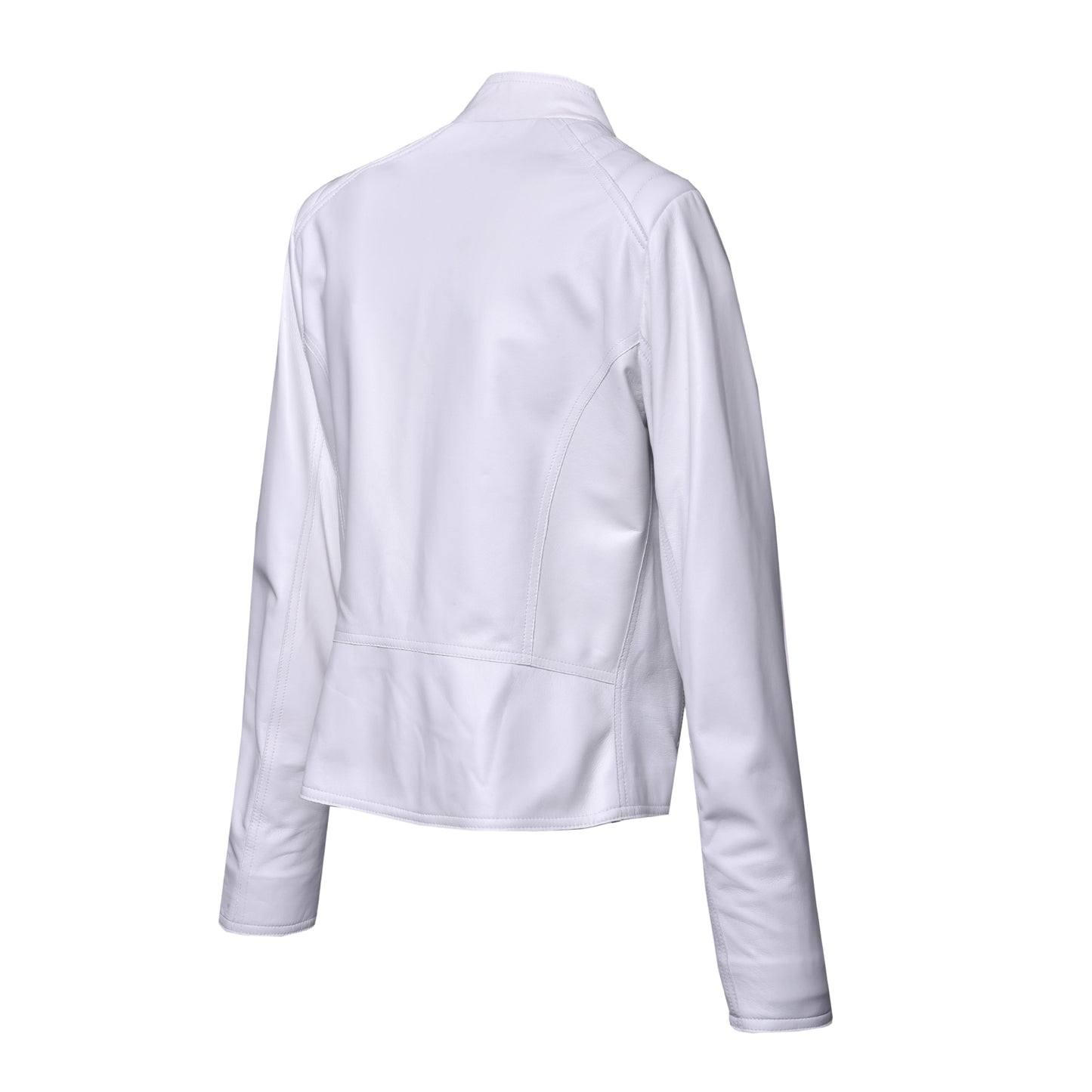 Blouson biker en cuir nappa blanc