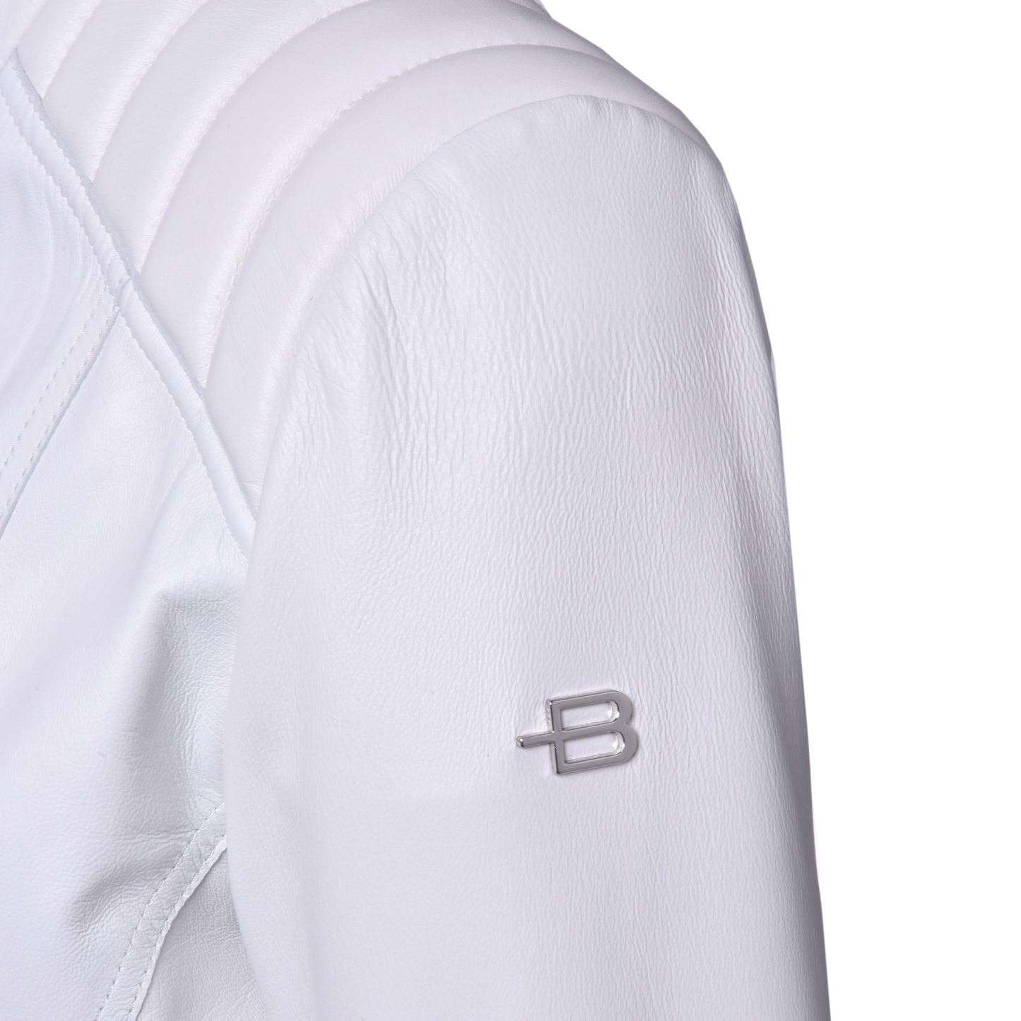 Blouson biker en cuir nappa blanc