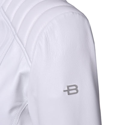 Blouson biker en cuir nappa blanc