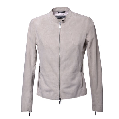 Biker en daim perforé beige