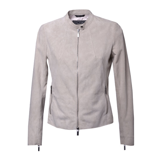 Biker en daim perforé beige