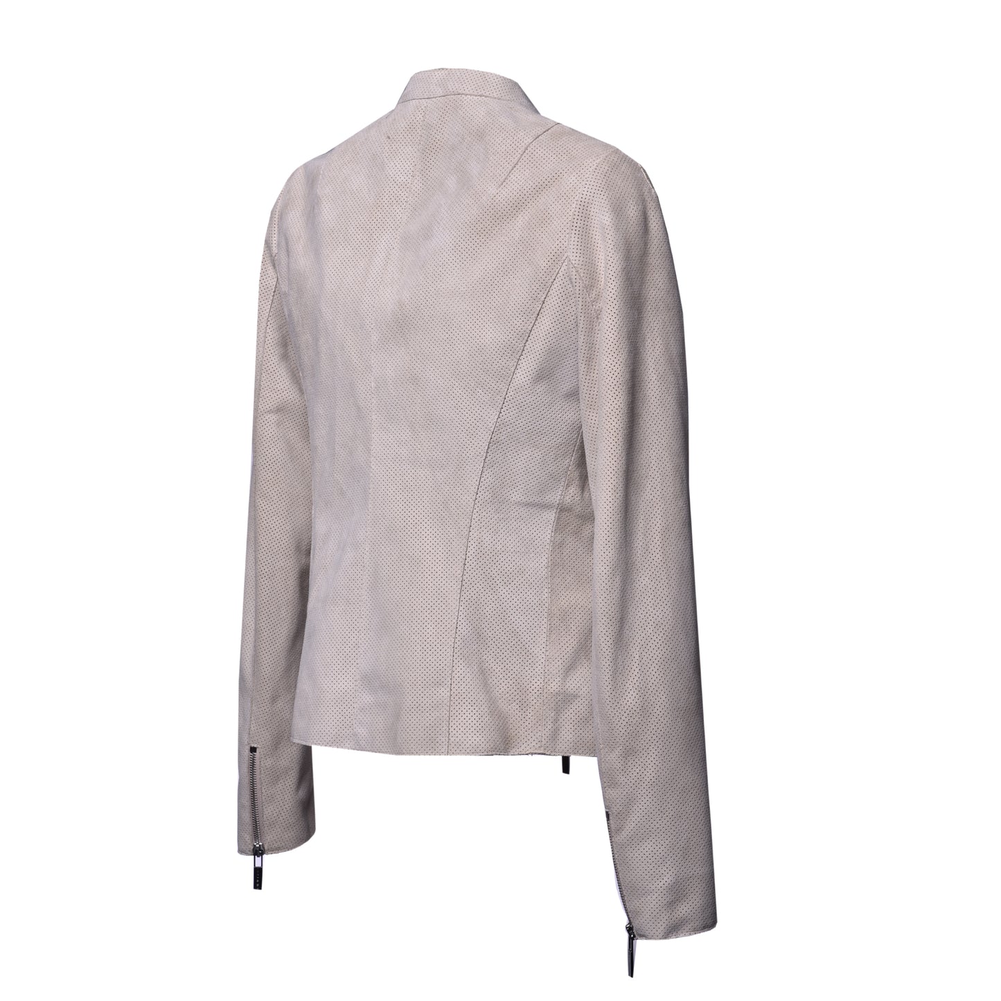 Biker en daim perforé beige