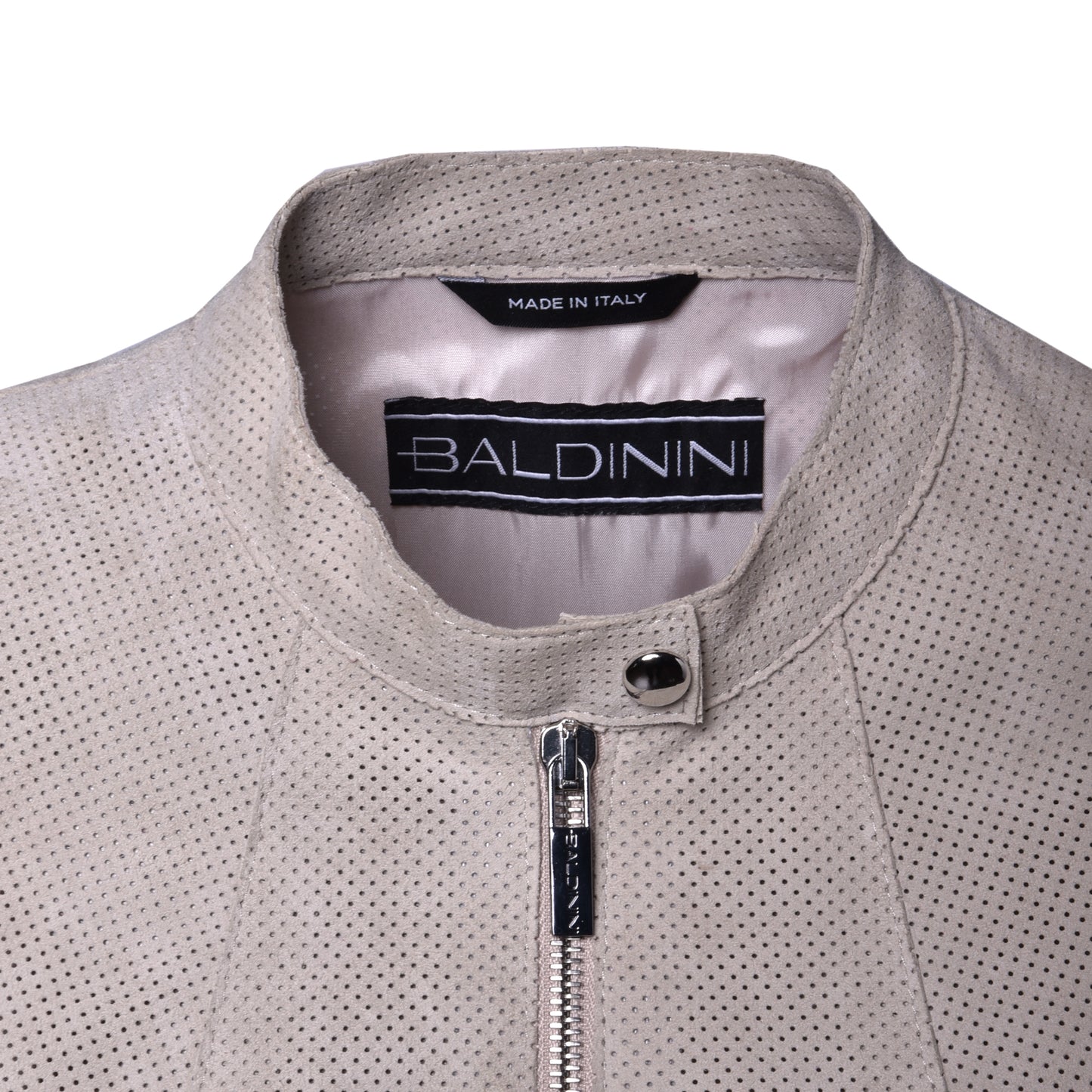 Biker en daim perforé beige