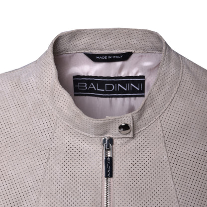 Biker en daim perforé beige