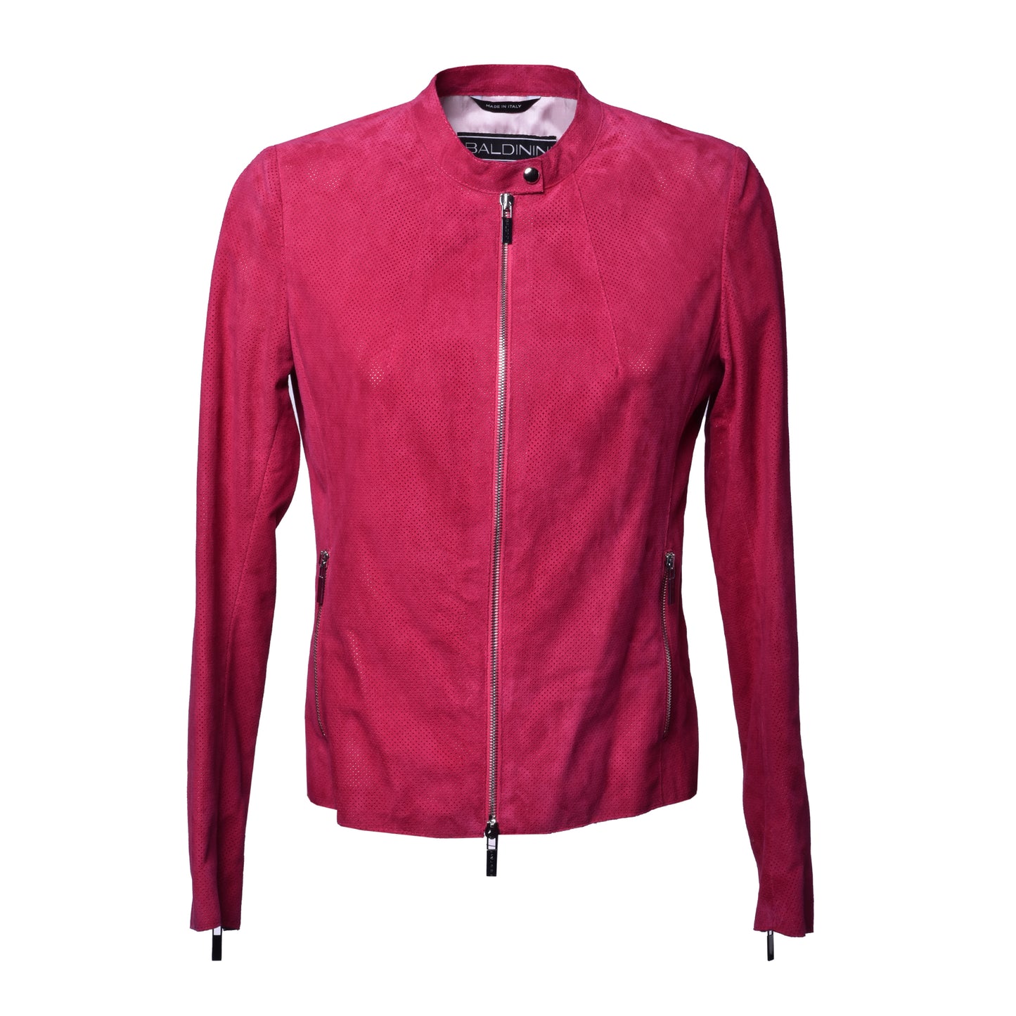 Biker en daim fuchsia