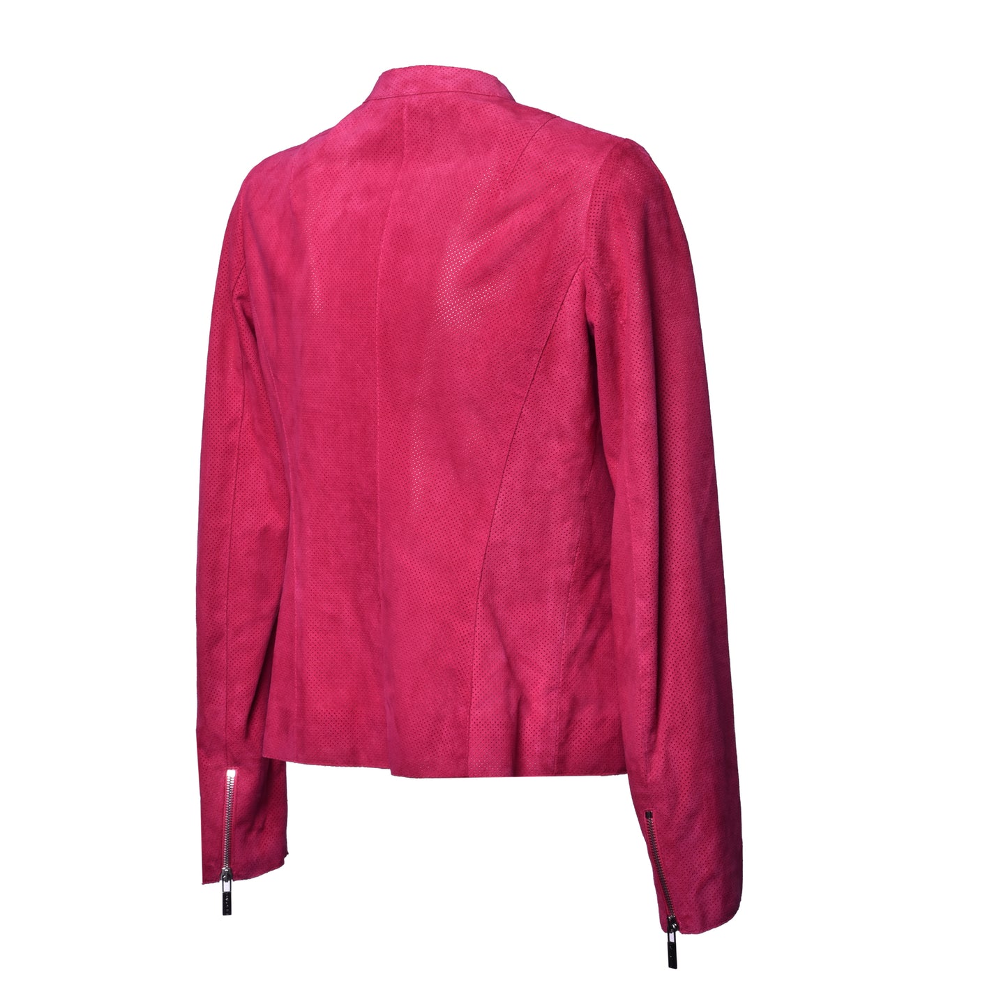 Biker en daim fuchsia