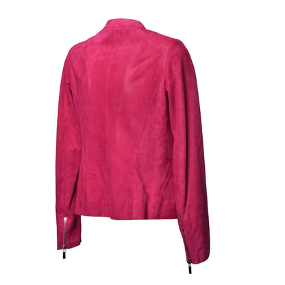 Biker en daim fuchsia
