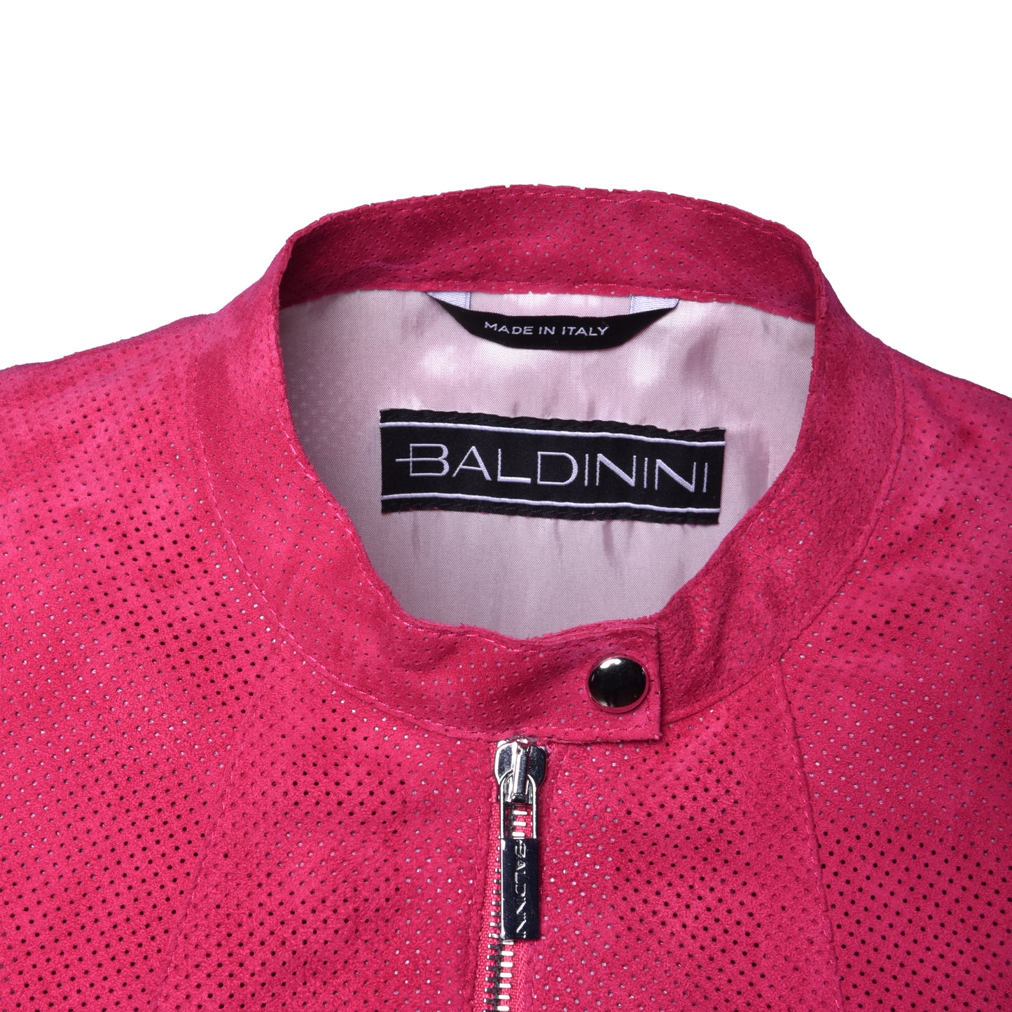 Biker en daim fuchsia