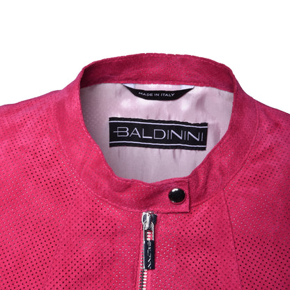 Biker en daim fuchsia