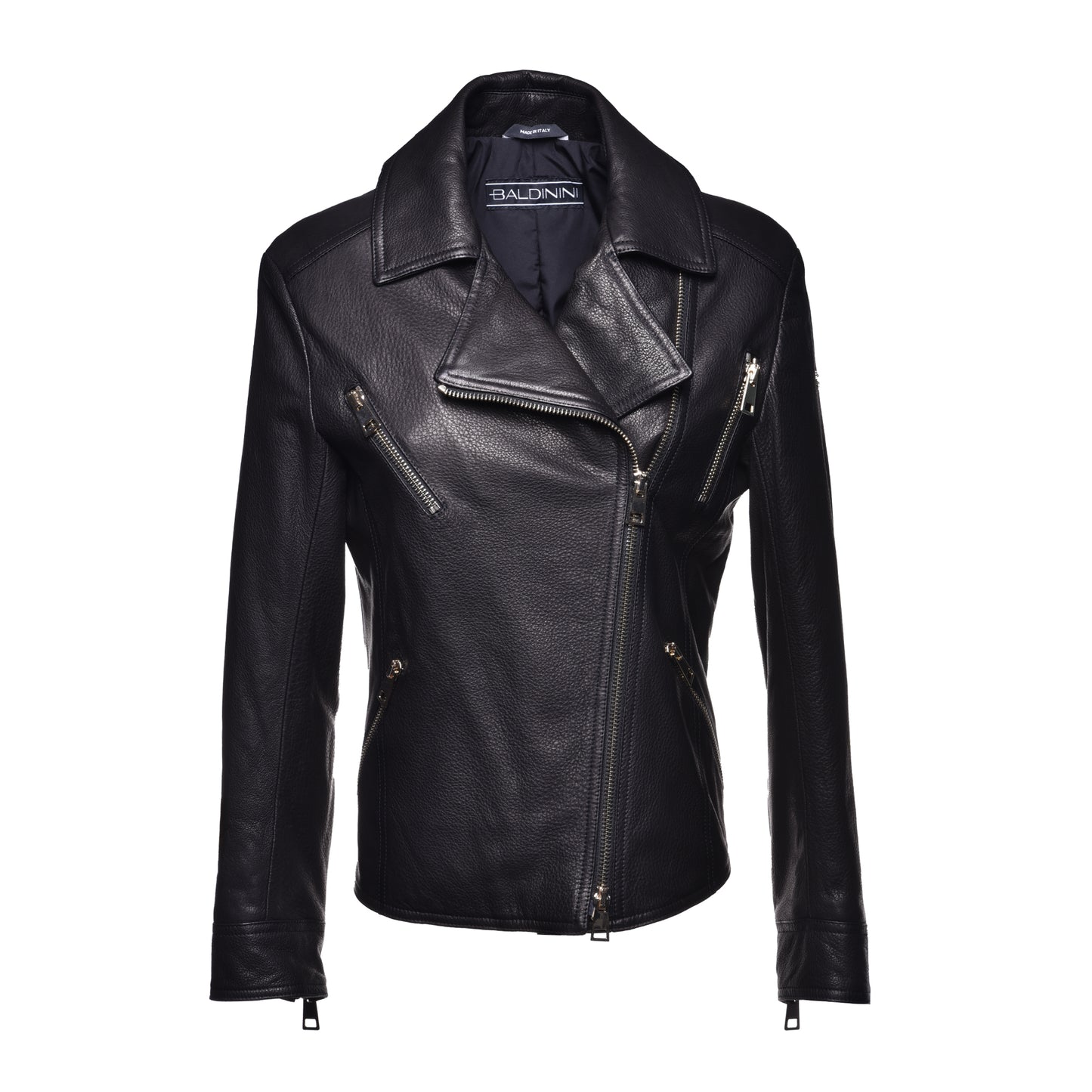 Veste noire en cuir nappa