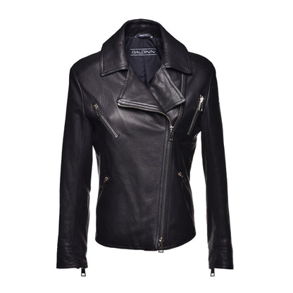 Veste noire en cuir nappa
