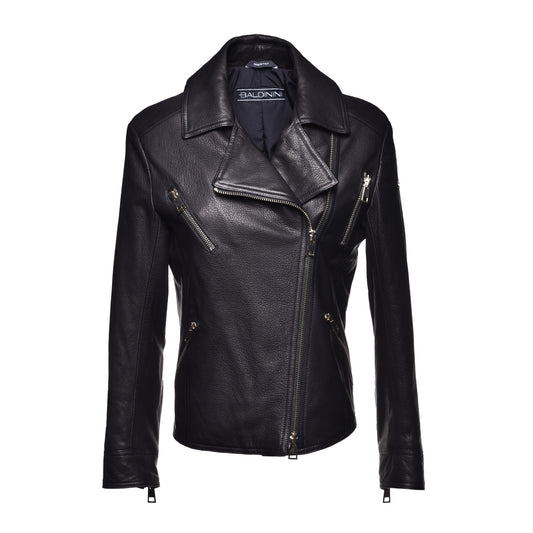 Veste noire en cuir nappa