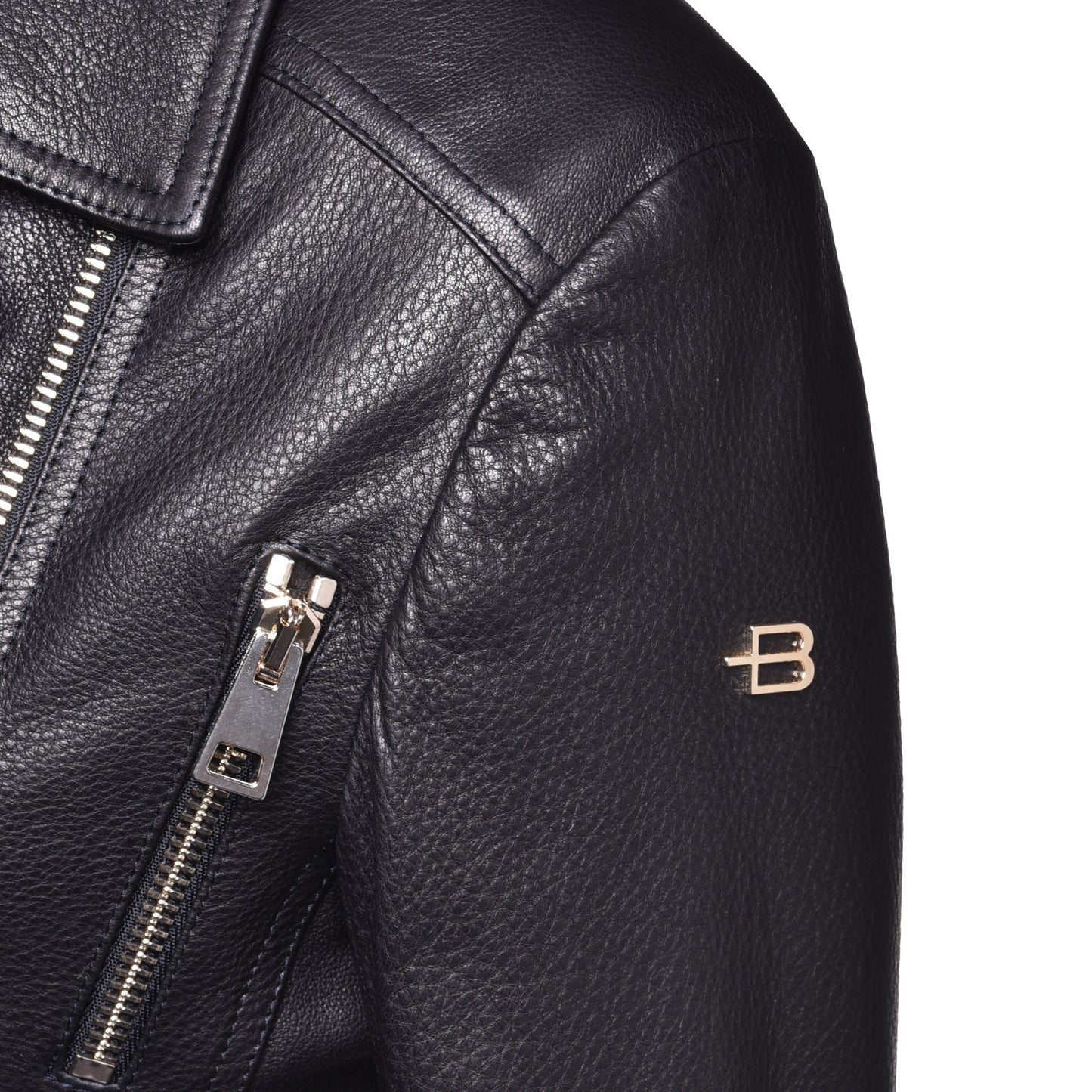 Veste noire en cuir nappa