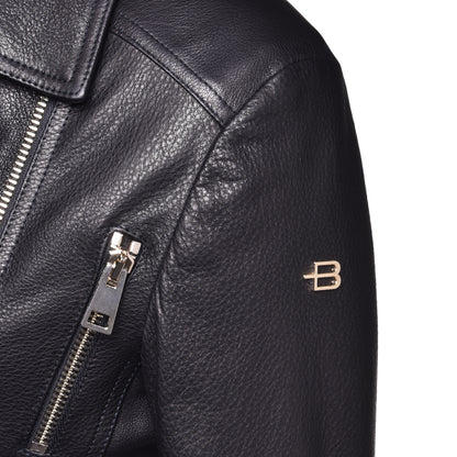 Veste noire en cuir nappa