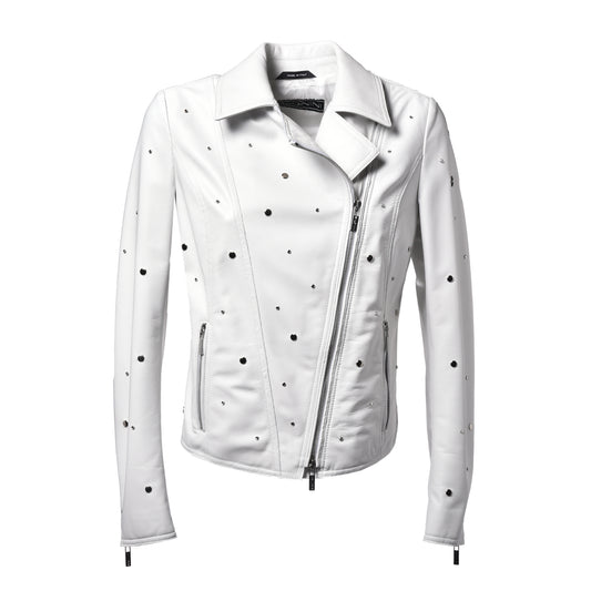 Veste blanche en cuir nappa