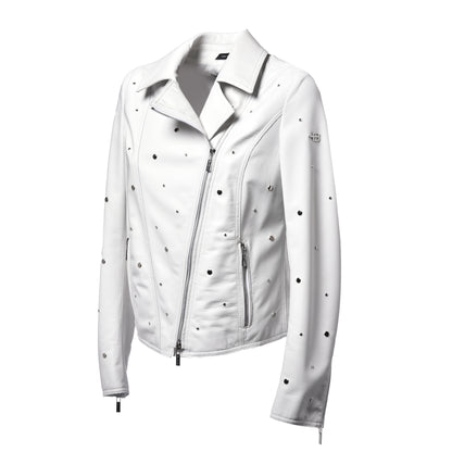 Veste blanche en cuir nappa