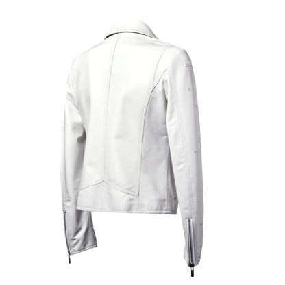 Veste blanche en cuir nappa