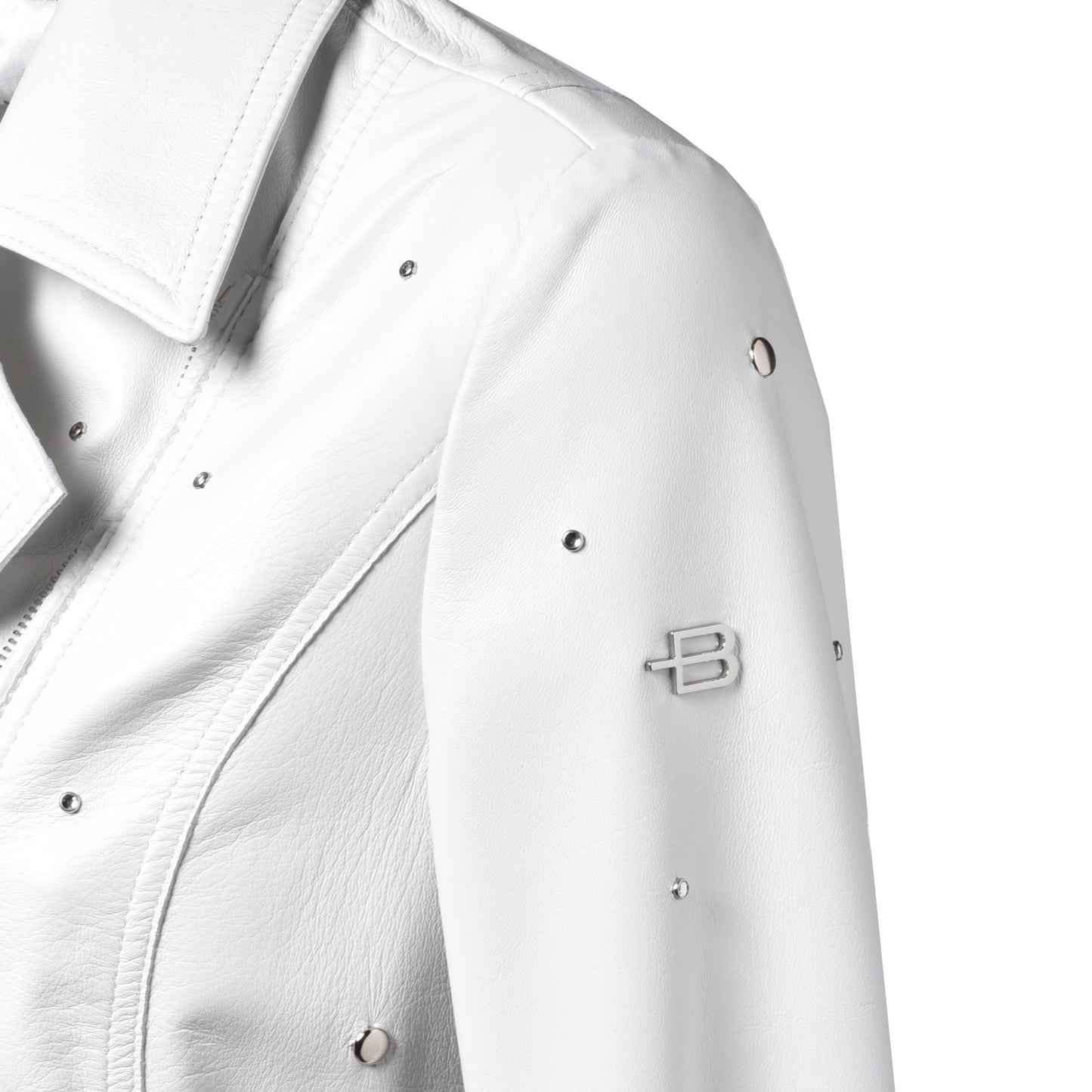Veste blanche en cuir nappa