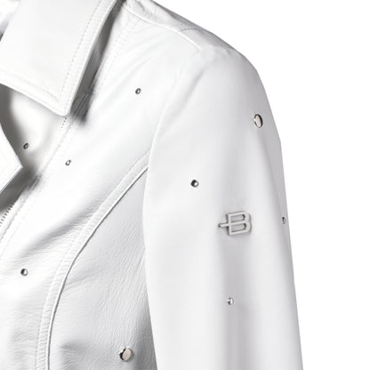 Veste blanche en cuir nappa