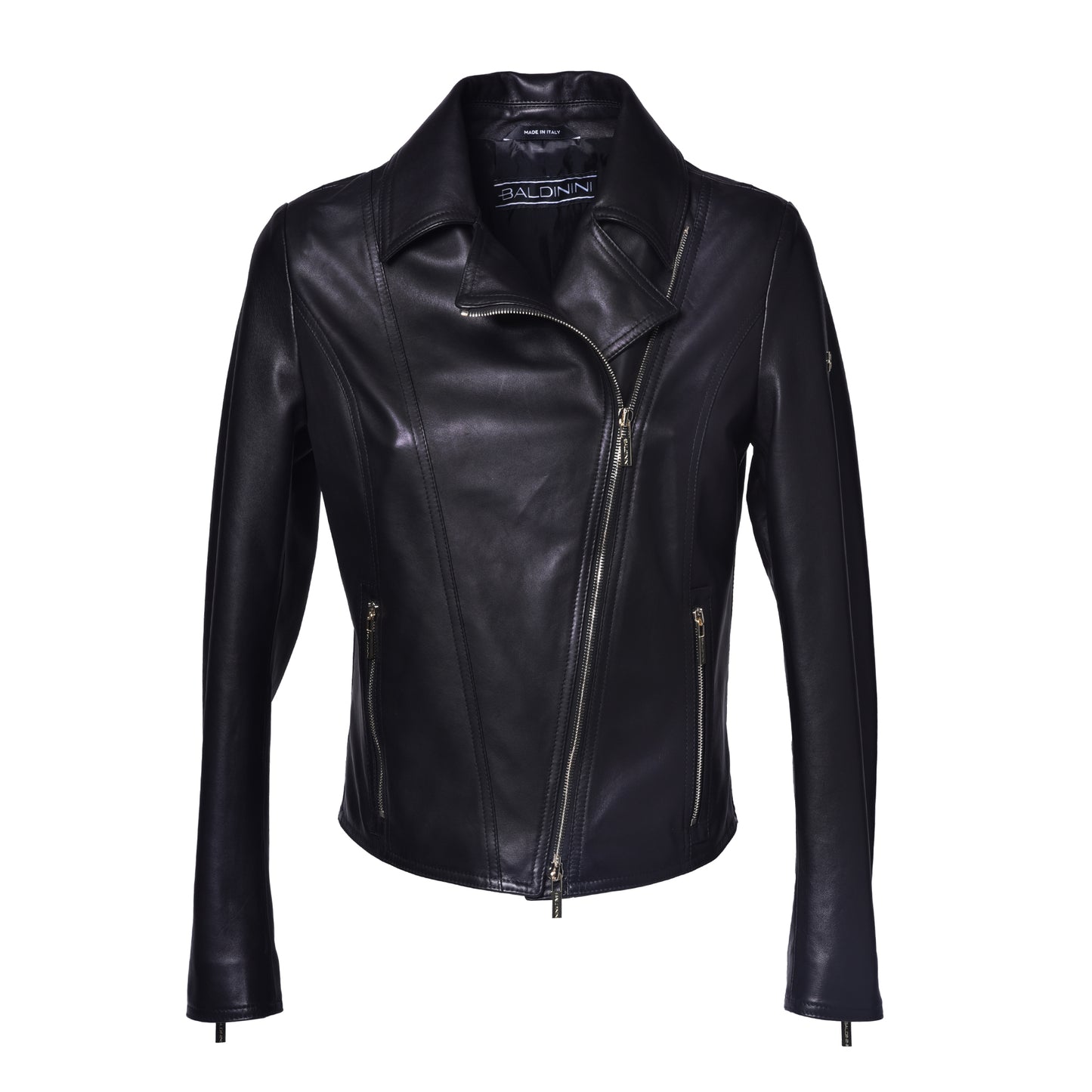 Veste noire en cuir nappa