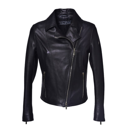 Veste noire en cuir nappa