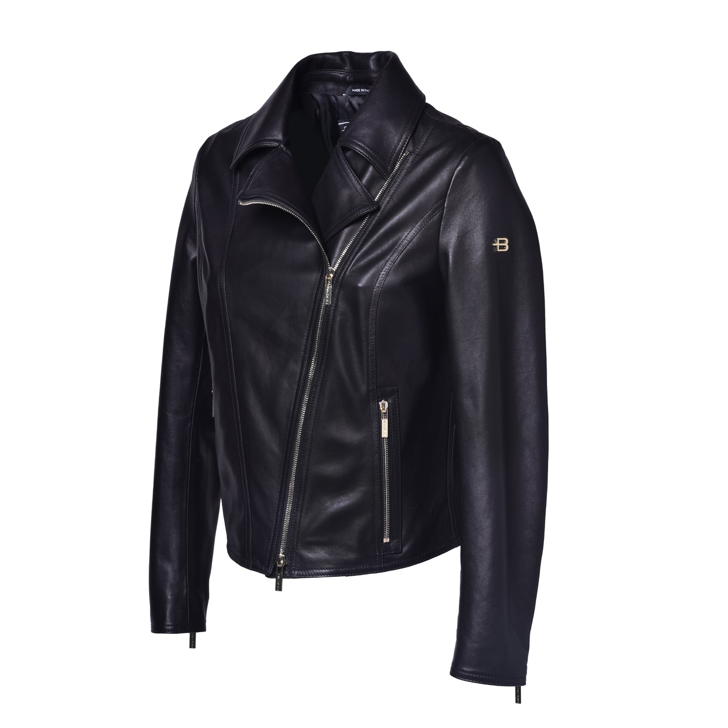 Veste noire en cuir nappa