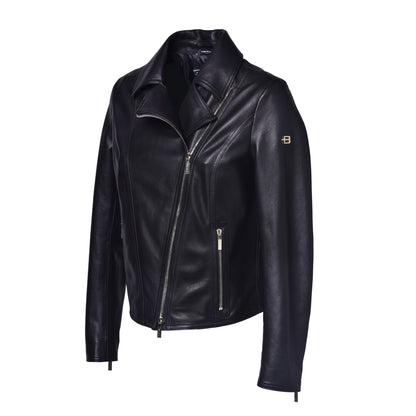 Veste noire en cuir nappa