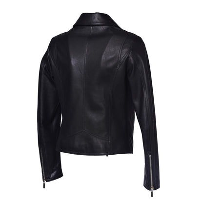 Veste noire en cuir nappa