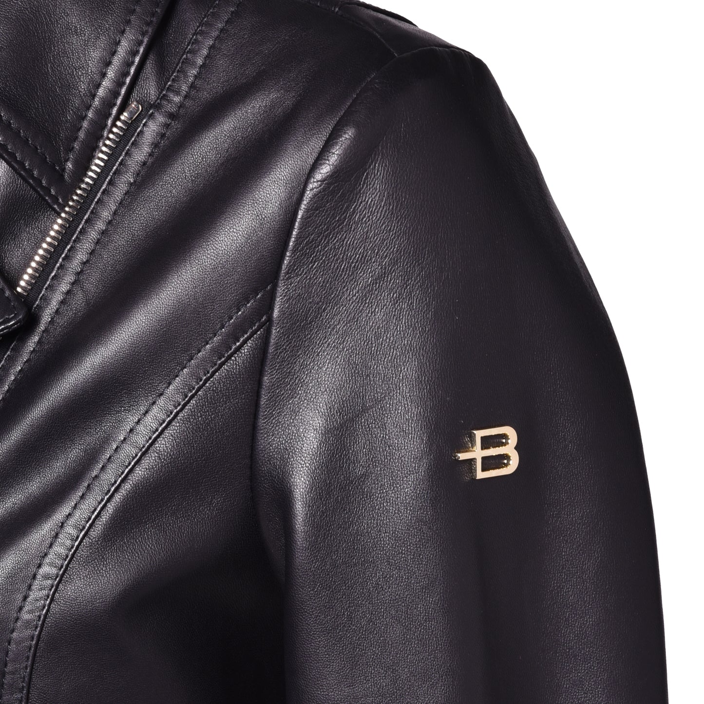 Veste noire en cuir nappa
