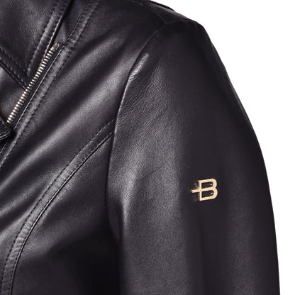 Veste noire en cuir nappa