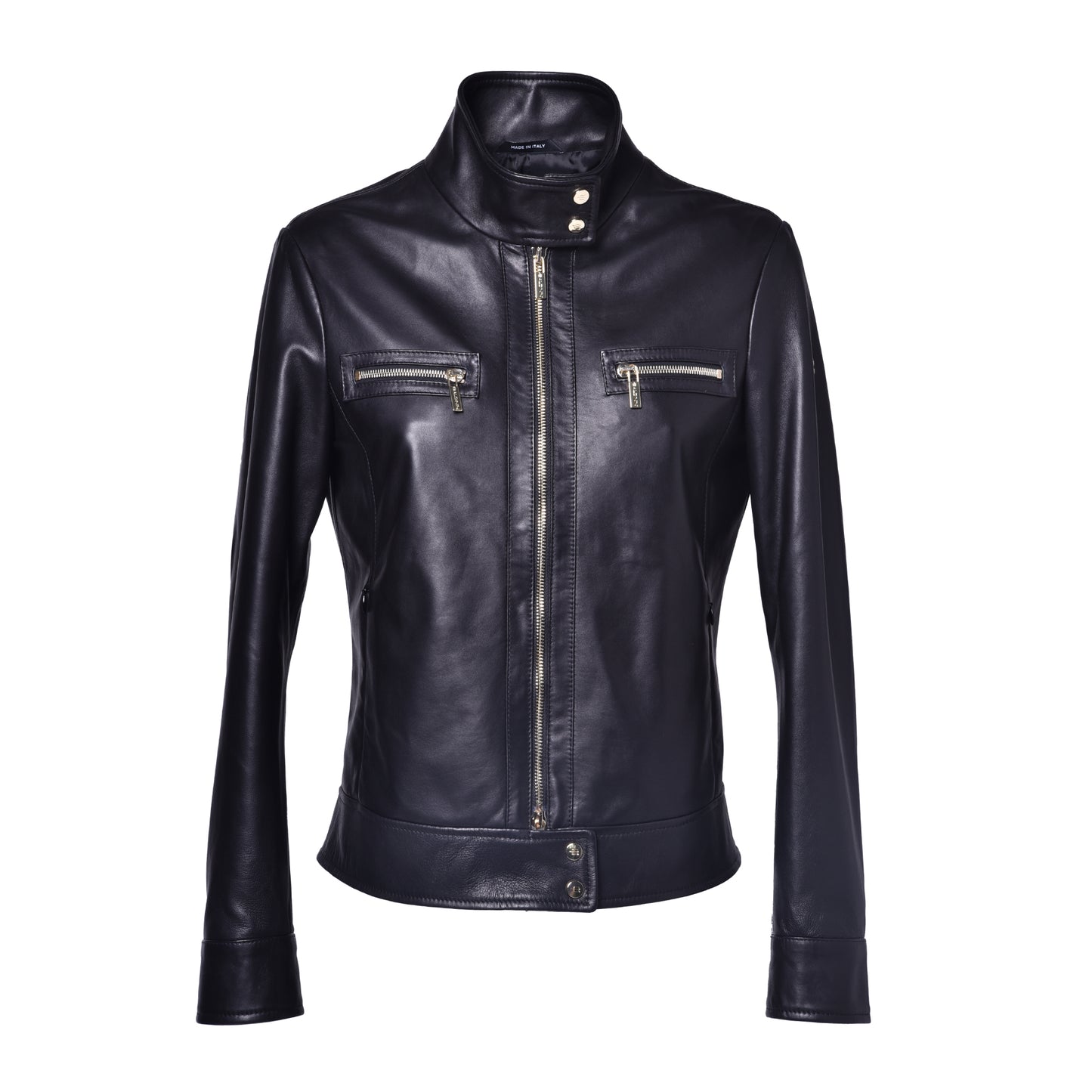 Veste noire en cuir nappa