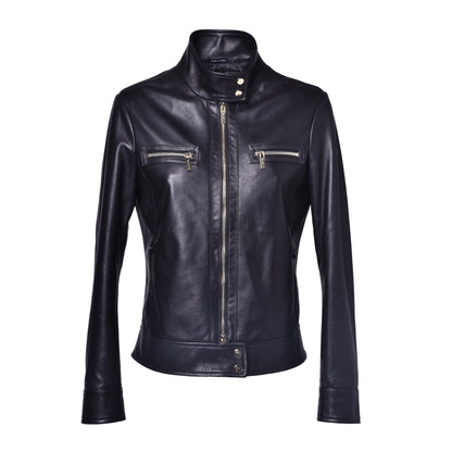 Veste noire en cuir nappa