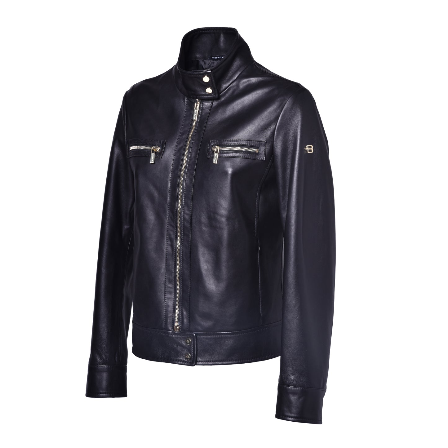 Veste noire en cuir nappa