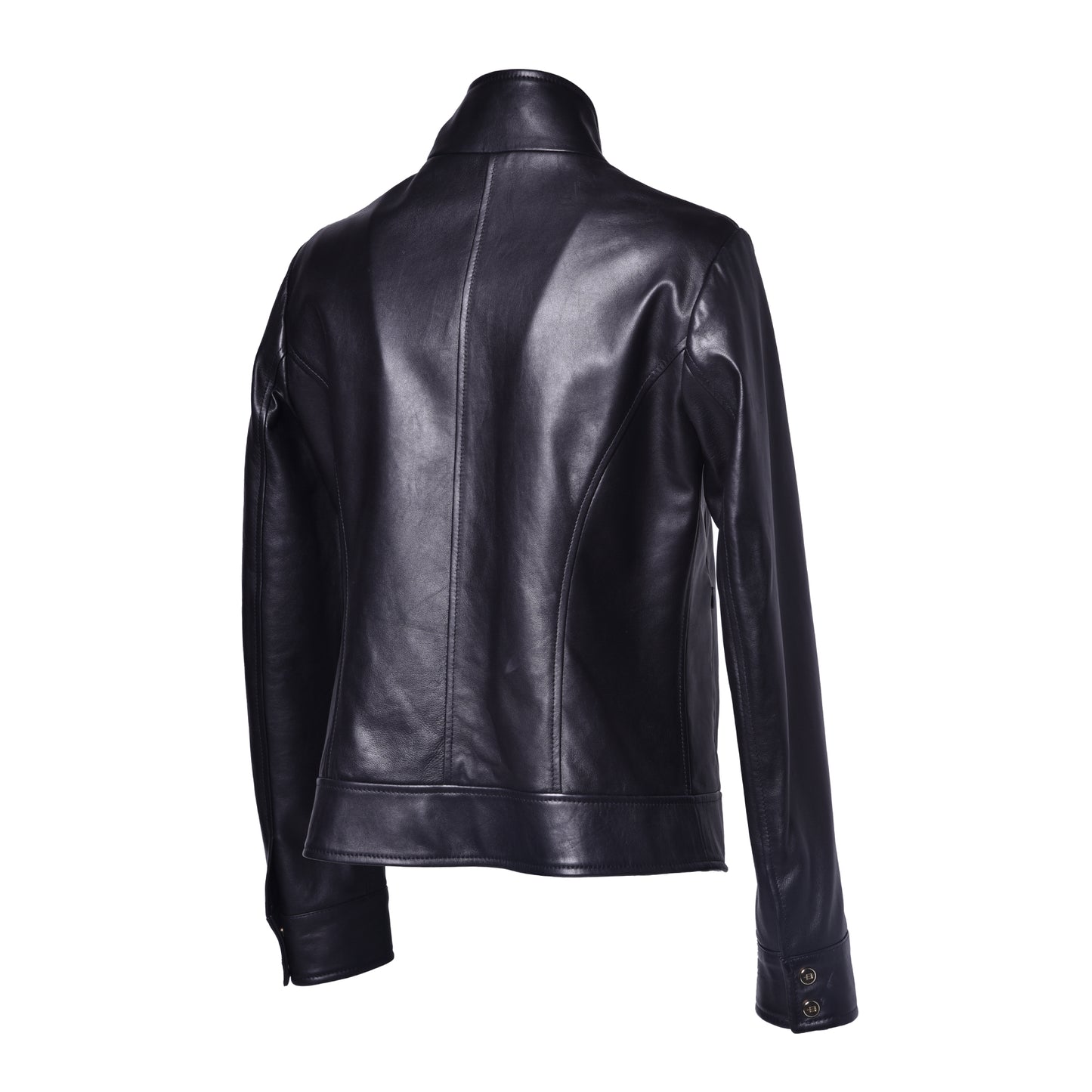 Veste noire en cuir nappa