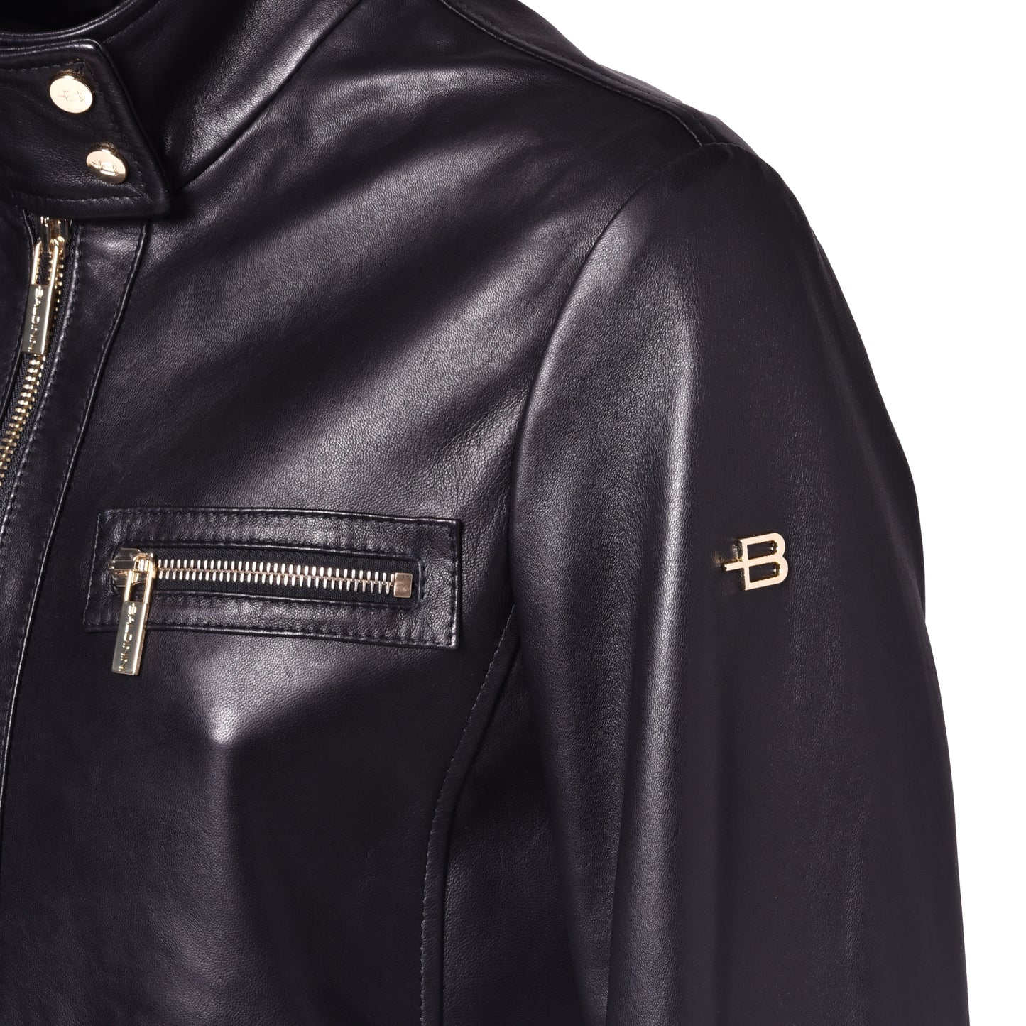 Veste noire en cuir nappa