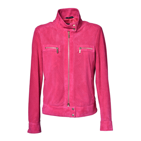 Veste fuchsia en daim