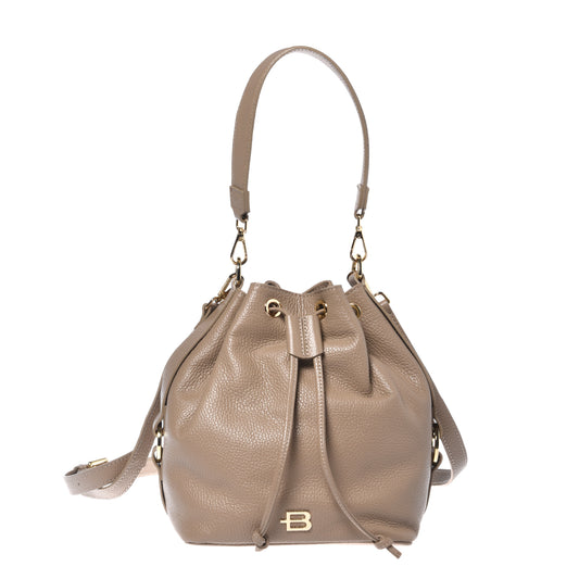 Beige grained leather bucket