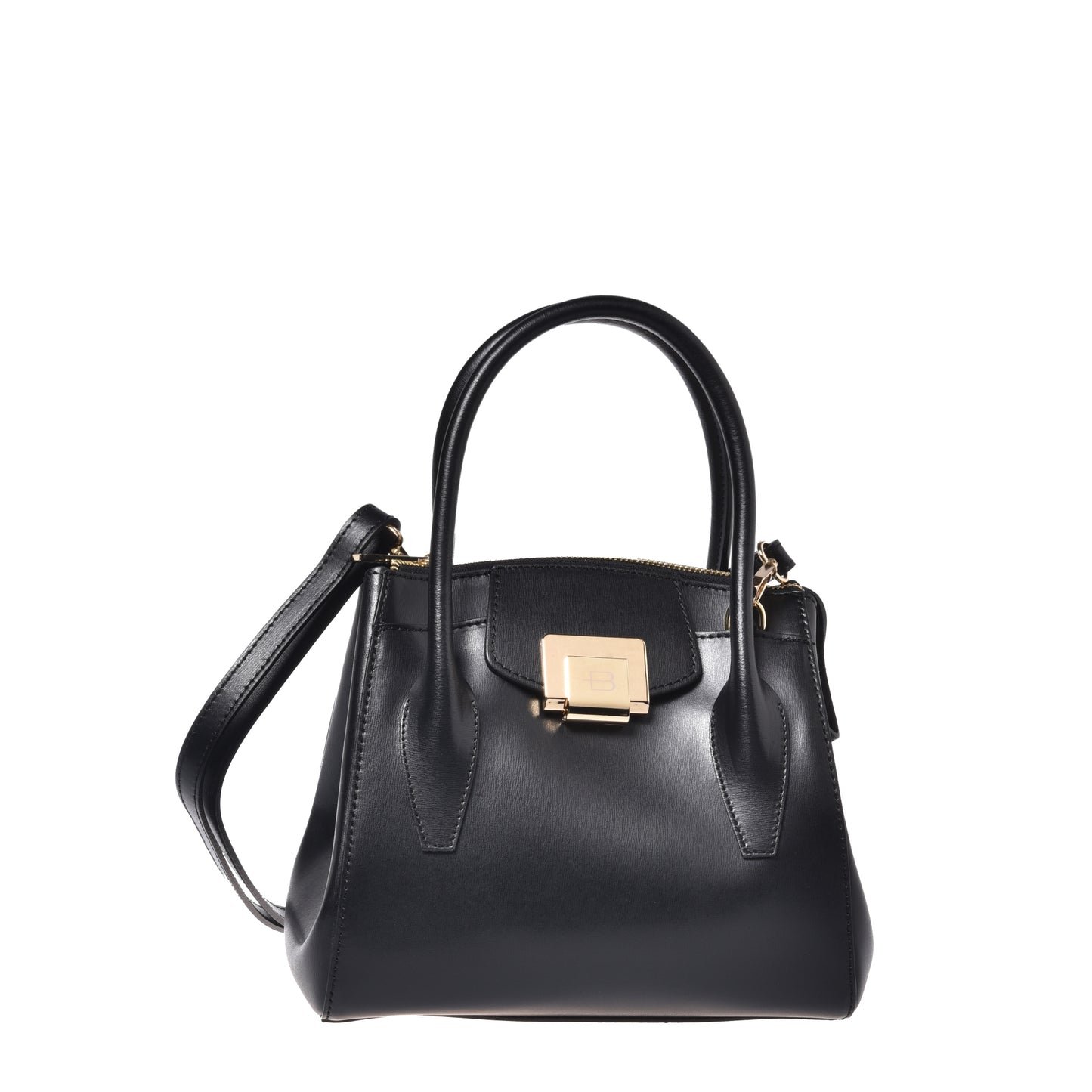 Black leather handbag