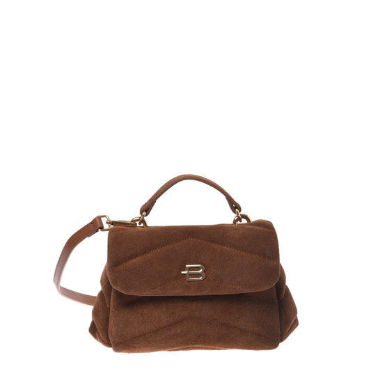 Brown quilted suede shoulder bag