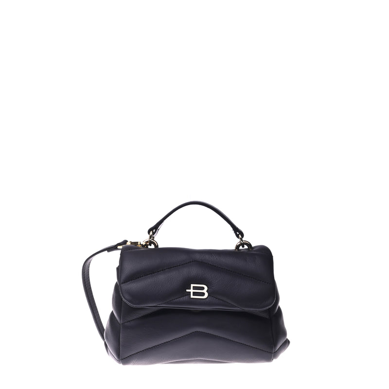 Sac bandoulière en cuir matelassé noire