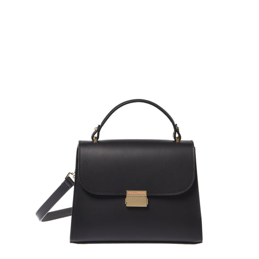 Black leather handbag