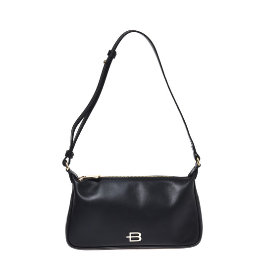 Black nappa leather shoulder bag