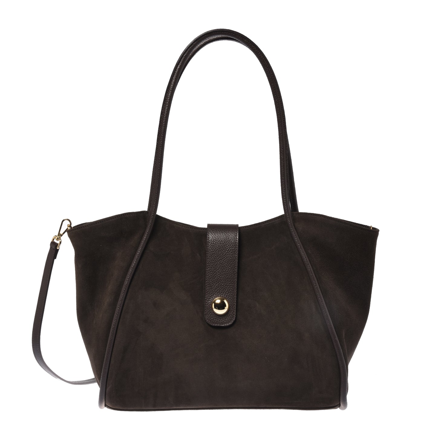 Dark brown suede shoulder bag