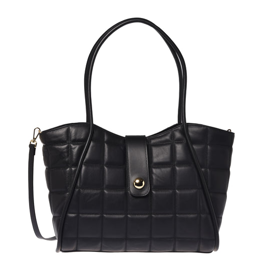 Sac porté épaule en cuir matelassé noir