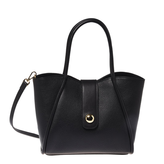 Black tumbled leather shoulder bag