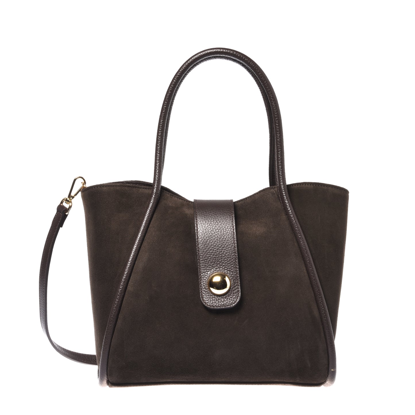 Dark brown suede shoulder bag